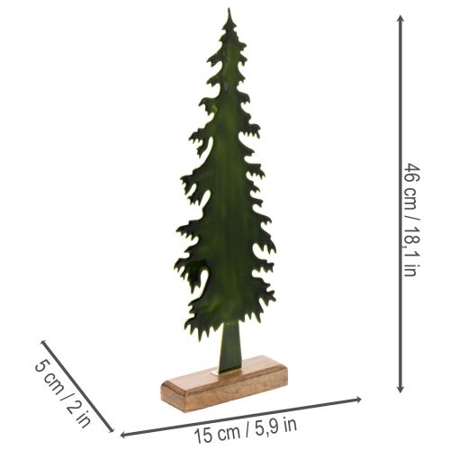 Dekoratív karácsonyfa fa talapzaton, asztaldísz, karácsony, 46cm | Floristik24.hu