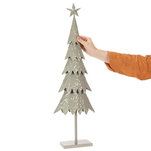 Dekoratív karácsonyfa csillaggal díszített állványon, ünnepi asztaldísz, 74 cm | Floristik24.hu