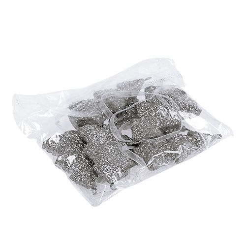 Floristik24 Ezüst karácsonyfa 6,5 cm akasztható 6db