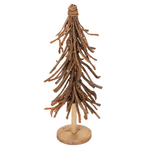 Fűzfaágakból készült karácsonyfa fa talapzaton, 48 cm