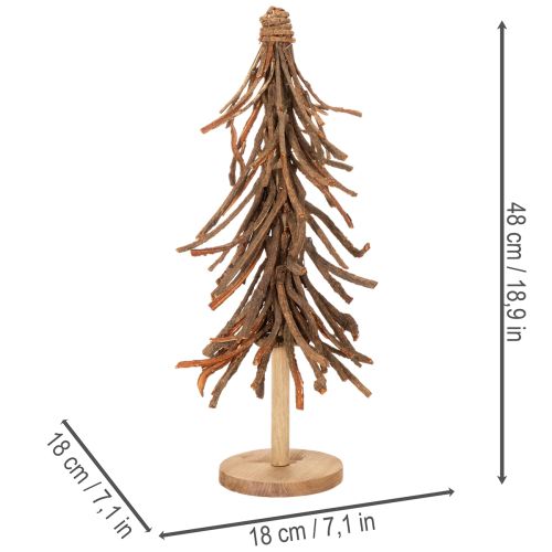 Fűzfaágakból készült karácsonyfa fa talapzaton, 48 cm | Floristik24.hu