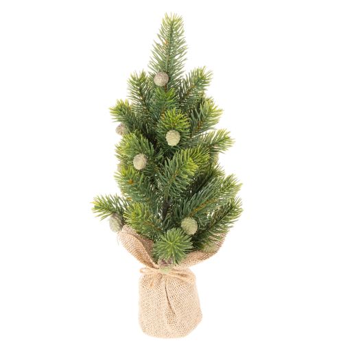 Műfenyő jutazsákban, kis asztaldísz, mini karácsonyfa, 38cm vétel | Floristik24.hu