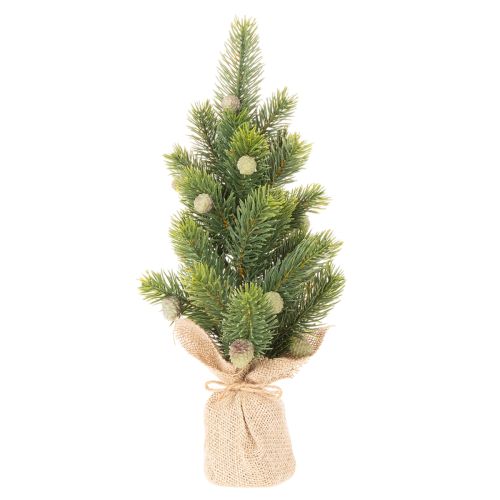 Műfenyő jutazsákban, kis asztaldísz, mini karácsonyfa, 38cm | Floristik24.hu