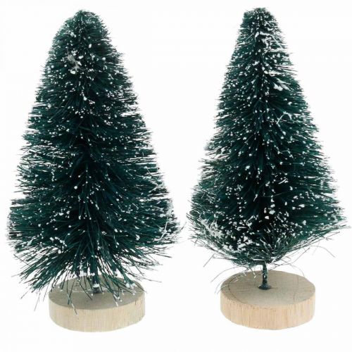 Floristik24 Mini fenyő havas, téli dekoráció, karácsonyfa H9,5cm Ø5cm 2db