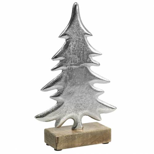 Dekoratív fenyő fa alapon ezüst, natúr fém 24cm × 16cm | Floristik24.hu