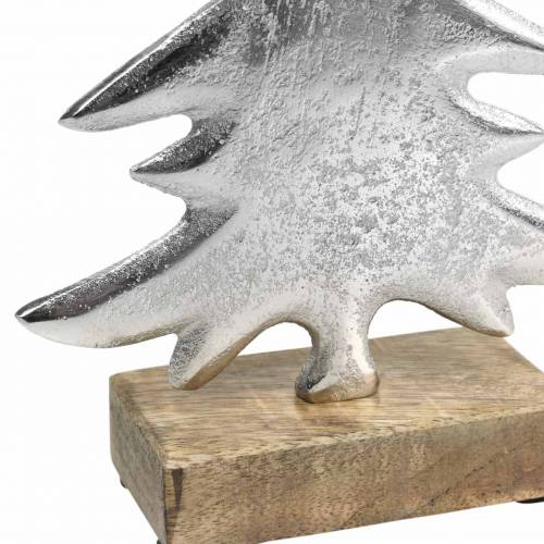 Dekoratív fenyő fa alapon ezüst, natúr fém 24cm × 16cm | Floristik24.hu