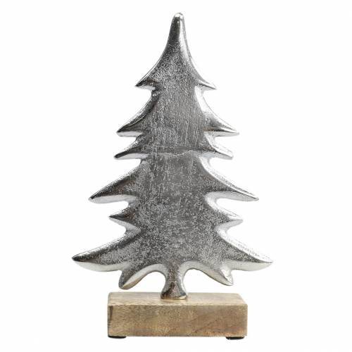 Dekoratív fenyő fa alapon ezüst, natúr fém 24cm × 16cm | Floristik24.hu