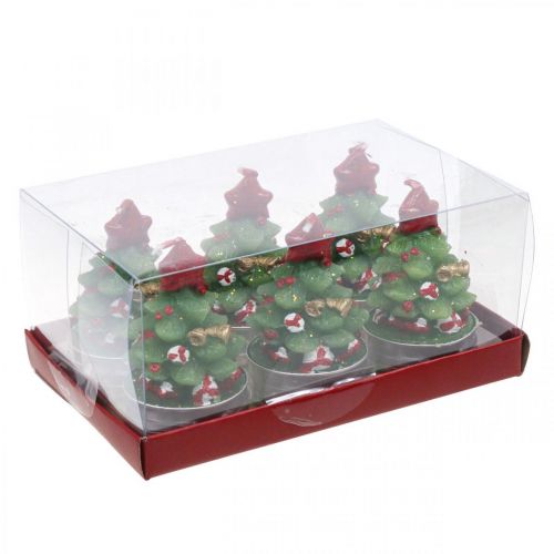 Floristik24 Tealámpák Karácsonyi tealámpa fenyő H6,5cm 6db