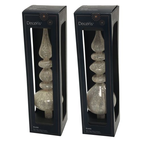 Floristik24 Karácsonyfa borító Karácsonyfa fedő üveg fehér üveg ezüst 34cm 1db