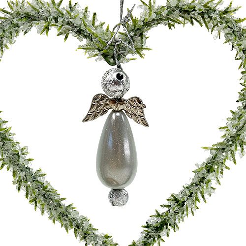 Floristik24 Angyalka akasztható fenyő szív 8cm zöld 6db