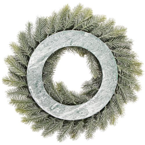 Floristik24 Fenyő koszorú jeges dekoratív koszorú fenyő zöld mű Ø40cm