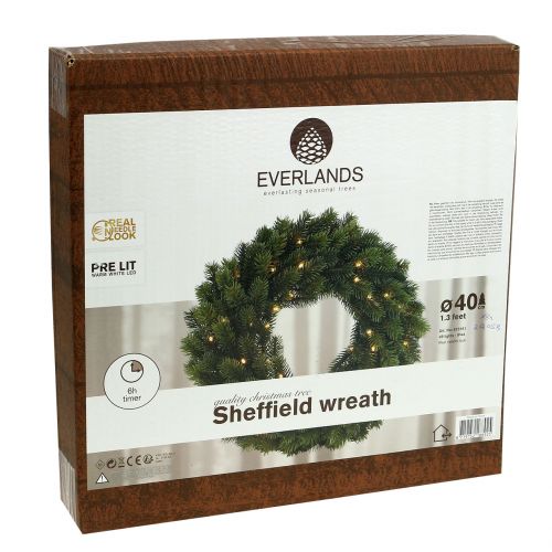 Floristik24 Fények koszorúja LED zöld Ø40cm 49L