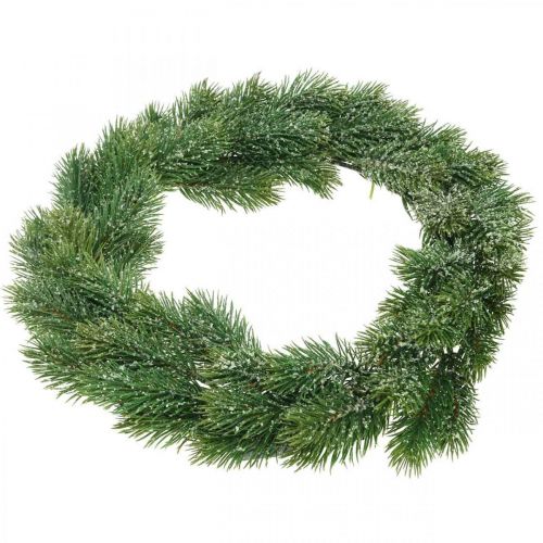 Floristik24 Fenyő koszorú mesterséges adventi koszorú zöld, jeges Ø35cm