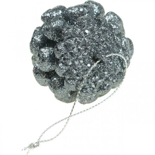 tételeket Karácsonyfa díszek dekó kúpok csillogó antracit H7cm 6 db