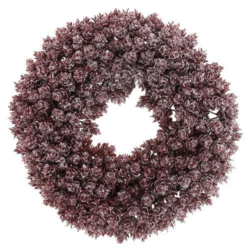 Floristik24 Fenyőtoboz koszorú Ø25cm Burgundy jeges