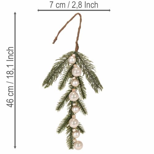Műfenyőág fehér mini karácsonyfadíszekkel, 46 cm, 2 darab | Floristik24.hu
