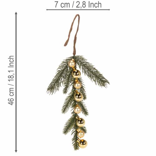 Műfenyőág arany színű mini karácsonyfadíszekkel, 46 cm, 2 darab | Floristik24.hu