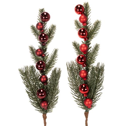 Műfenyőág karácsonyfadíszekkel, 48 cm, 2 darab vétel | Floristik24.hu