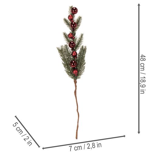 Műfenyőág karácsonyfadíszekkel, 48 cm, 2 darab | Floristik24.hu
