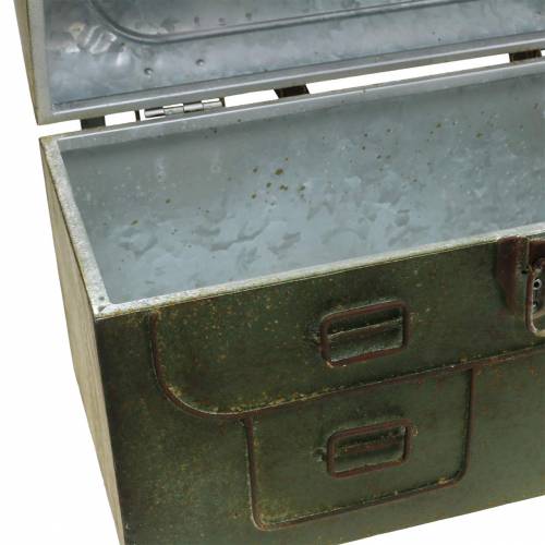 Floristik24 Ültetős táska tetővel és bőrszíjakkal fémszürke, barna / rozsda H25cm