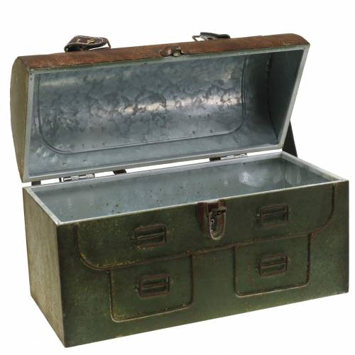 Floristik24 Ültetős táska tetővel és bőrszíjakkal fémszürke, barna / rozsda H25cm