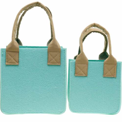 Floristik24 Dekoratív virágtartó, mentazöld filc, füles filckosár, filcdísz, 2db szett