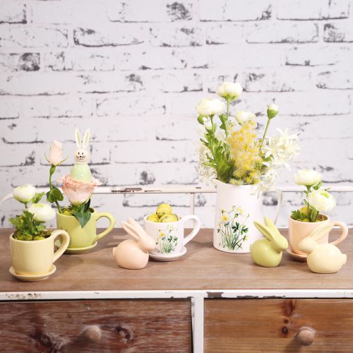 tételeket Kávéscsésze, dekoratív asztaldísz stílusos szobadizájnhoz növényekkel, 11 cm, 3 darab