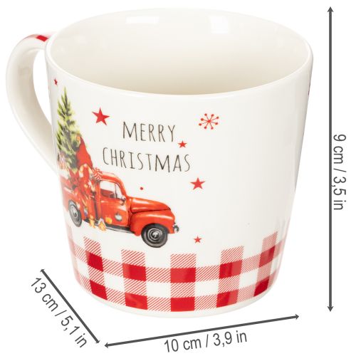 Karácsonyi bögre autóval és karácsonyfával, kerámia bögrék, 10 cm, 2 darab | Floristik24.hu