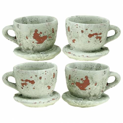 tételeket Cserepes csésze csészealjjal vintage szürke, natúr tónus Ø8cm H6,5cm 4 db