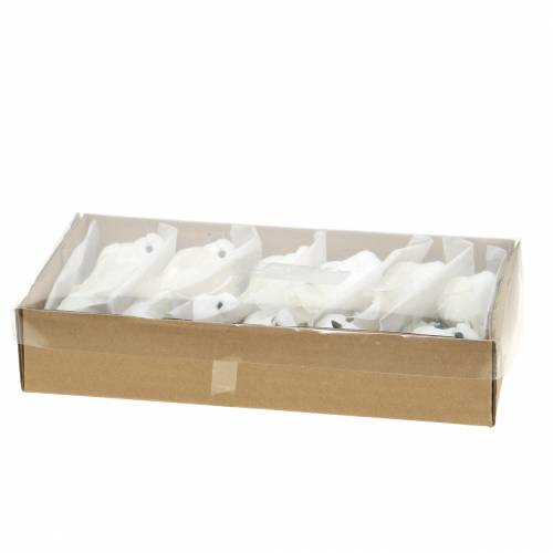 Floristik24 Galamb gyöngyökkel és csíptetős fehér H4,5cm 12db