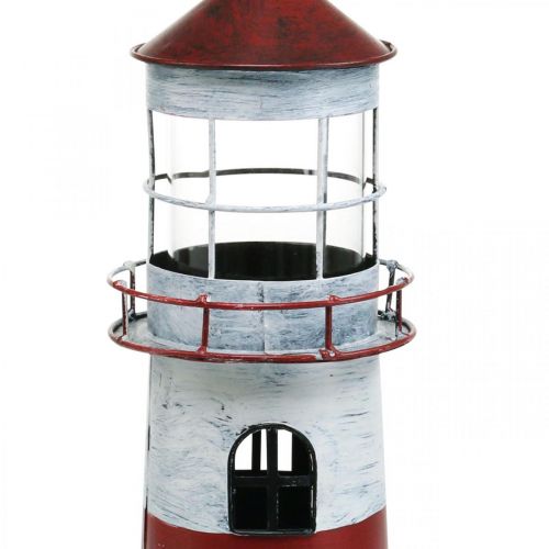 tételeket Tealámpa világítótorony fém dekoráció tengeri vörös, fehér Ø14cm H41cm