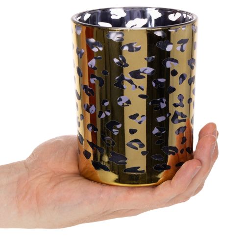 Üveg mécsestartó leopárdmintával, asztaldísznek, 12 cm | Floristik24.hu