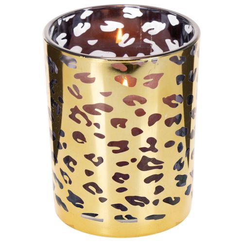 Üveg mécsestartó leopárdmintával, asztaldísznek, 12 cm | Floristik24.hu