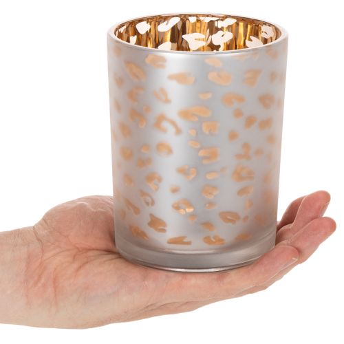 Üveg mécsestartó leopárdmintával, 12 cm | Floristik24.hu