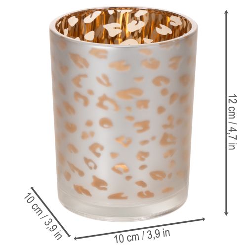 Üveg mécsestartó leopárdmintával, 12 cm | Floristik24.hu