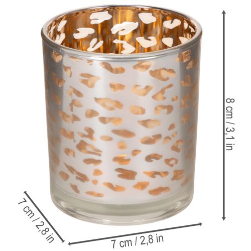 Üveg mécsestartó leopárdmintával, kétszínű, 8 cm | Floristik24.hu