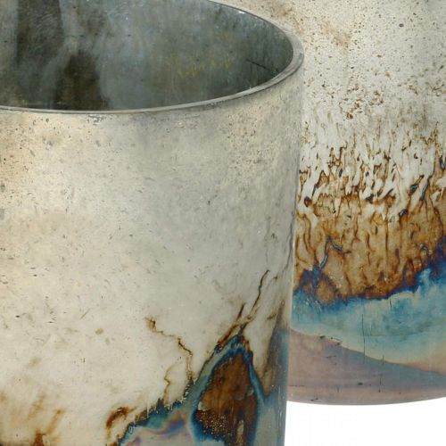 Floristik24 Tealámpa üveg, gyertyatartó, üveglámpás antik megjelenés Ø10cm H10,5cm 2db