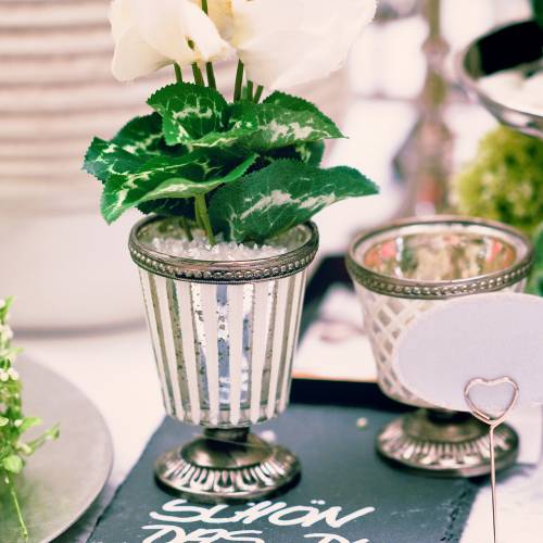 Floristik24 Teamécses üveg serleg farmer ezüst H9cm