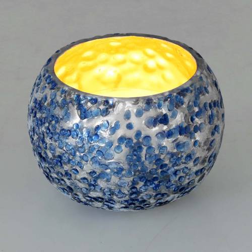 Floristik24 Üveg Lámpás Ezüst Kék Ø8,5cm H6cm