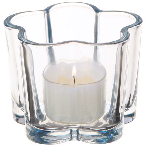 Mécsestartó üvegvirágos mécses üveg kék Ø7.5cm M6cm 6db