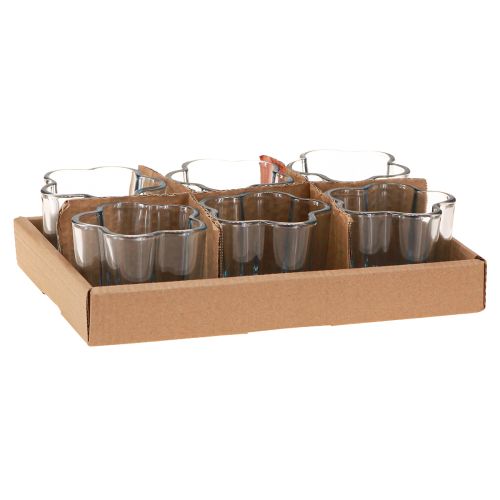 tételeket Mécsestartó üvegvirágos mécses üveg kék Ø7.5cm M6cm 6db