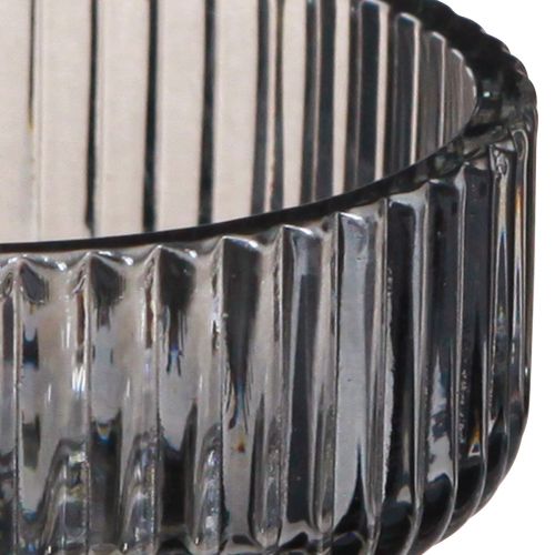 tételeket Gyertyatartó üveg dekoratív bordás szürke színezett Ø9cm H7cm 4 db