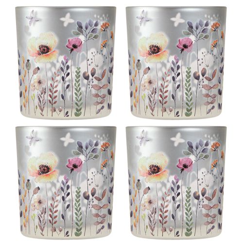 tételeket Gyertyatartó üveg mákos pillangó színű 8cm 4 db