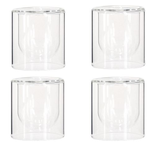 tételeket Tealámpatartó Üveg Lámpás Átlátszó Ø7,5cm H8cm 4 db