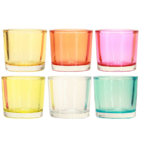 Floristik24 Gyertyatartó üveglámpás színes vegyes Ø6,5cm H6cm 6db