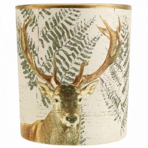 Floristik24 Lámpás üveg tealámpa tartó gyertya üveg szarvas 10cm Ø9cm