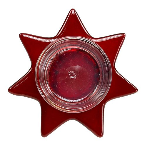 tételeket Gyertyatartó piros csillag alakú üveggel Ø10cm H10,5cm 2db