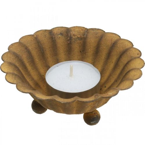 tételeket Tealámpa tartó vintage kis tál rozsda fém Ø10cm H4,5cm