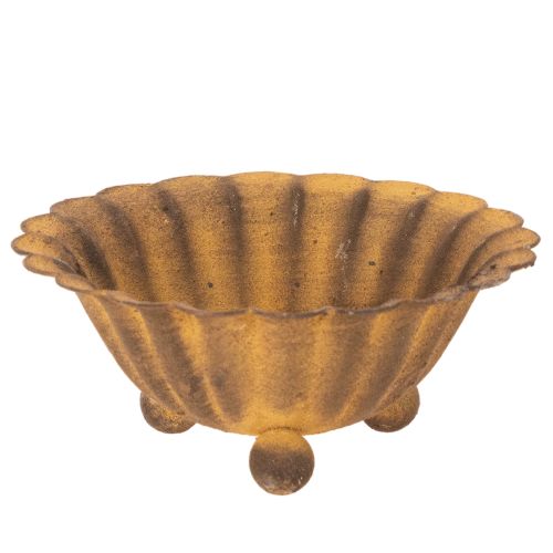 Vintage mécsestartó, kis tál, rozsdaszínű fém, Ø10cm, M4.5cm vétel | Floristik24.hu