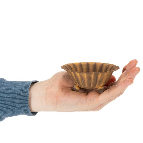 Vintage mécsestartó, kis tál, rozsdaszínű fém, Ø10cm, M4.5cm | Floristik24.hu